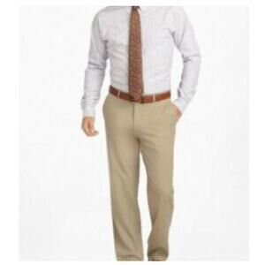 Brooks Brothers Madison Mens Flat Front Dress Business Pants Beige Size 35x32